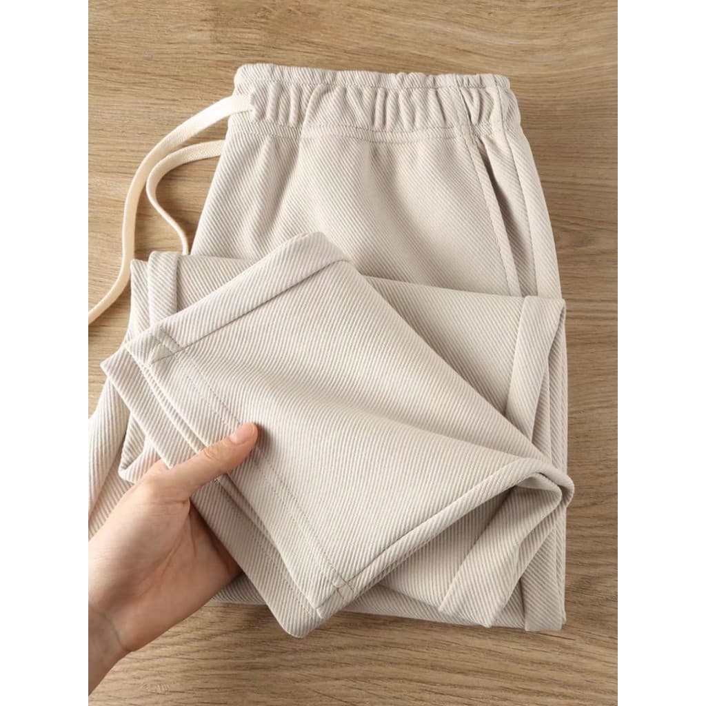 Calças novo estilo sarja pesada damasco cor 300g solto Casual Sweatpants calças esportivas masculinas Drape calças retas