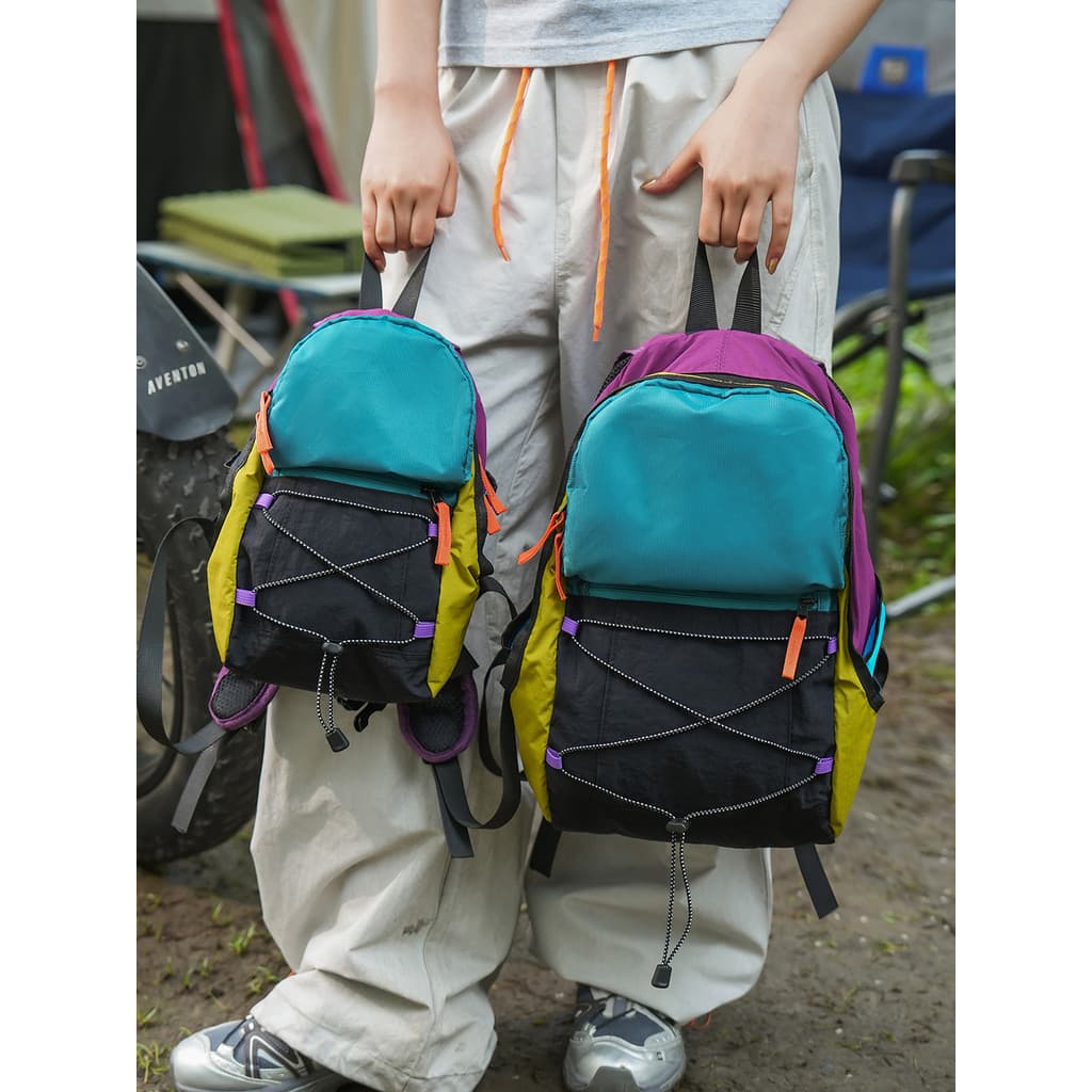 Série de montanha mochila ao ar livre feminina grande capacidade caminhadas saco rua Wear contraste cor estilo funcional