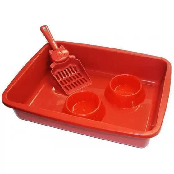 Kit Higiene Para Gatos Still Pet Caixa Areia Comedouro Bebedouro Pá