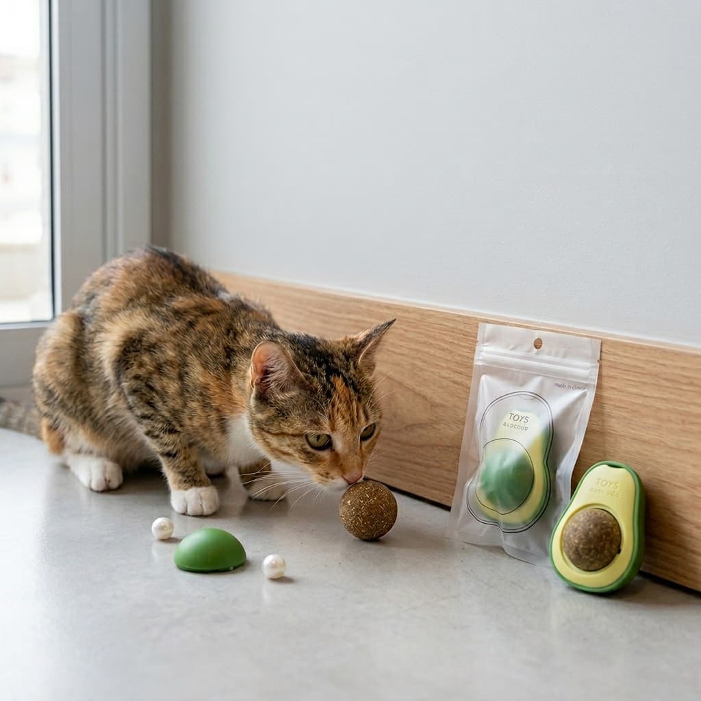 Catnip Erva Gato Em Esfera Abacate Petiscador Divertido Para Felinos Preguiçosos