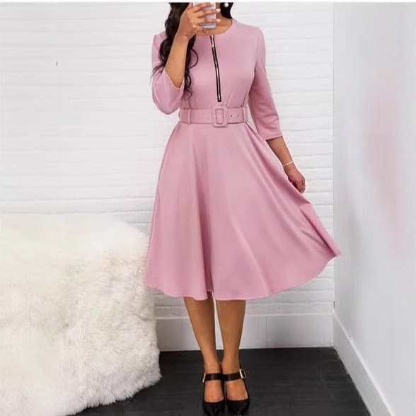 2026 Vestido Multicolor Influencer Outono com Cinto