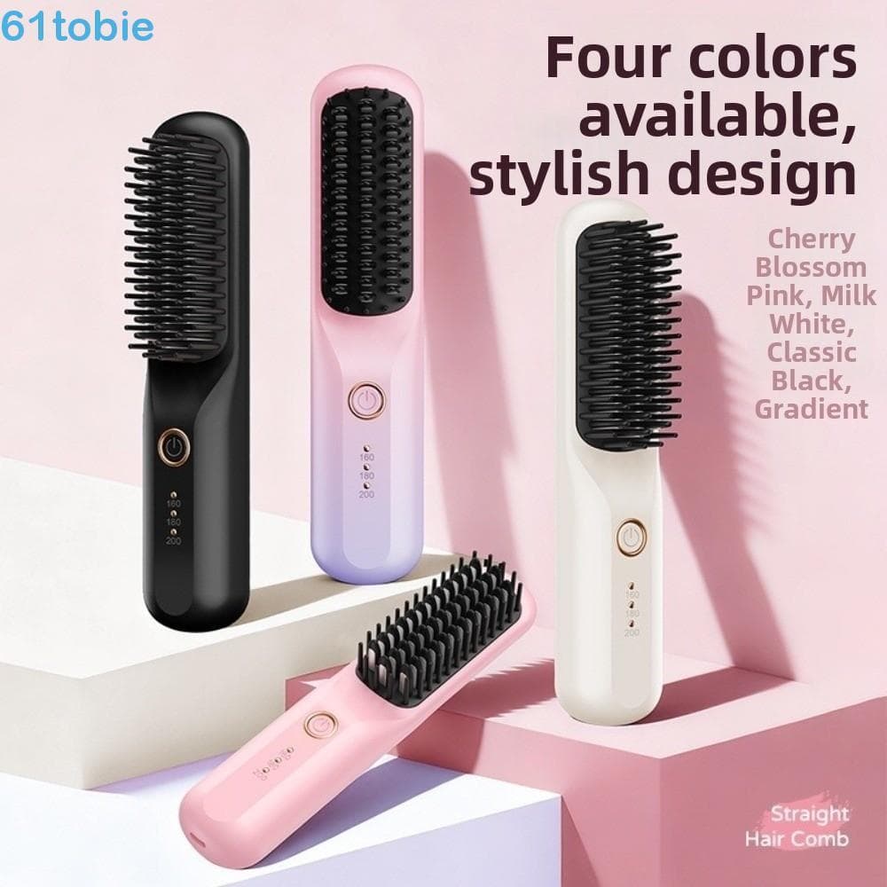 Escova Alisadora De Cabelo TOBIE , Pente Alisador Sem Fio Com Função Desembaraçamento De Íons Negativos
