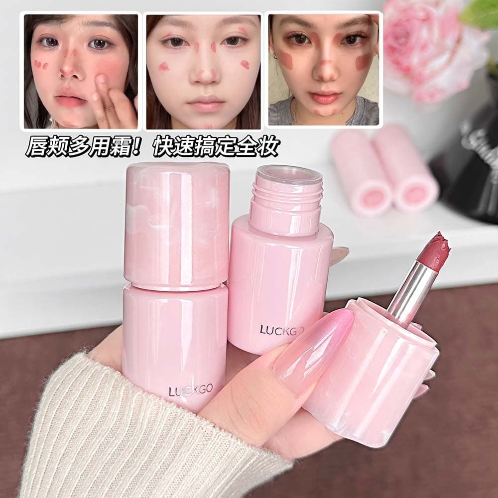 LUCKGO Velvet Mist Creme Multiuso Estilo Coreano Batom e Blush Matte Suave 2 em 1