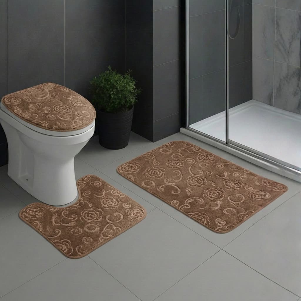 Jogo de Tapete para Banheiro Jardim 3 Peças – Confortável e Decorativo