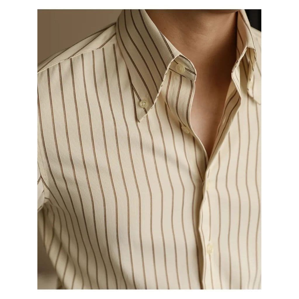 2025 All-Match novo estilo versão coreana listrado camisa de manga comprida masculina estilo Hong Kong Casual Retro brit