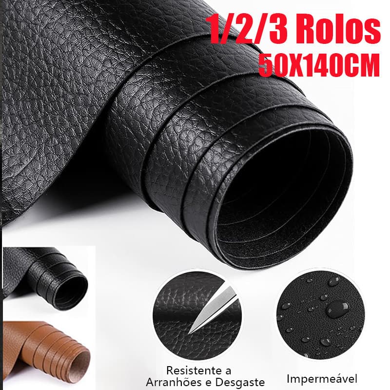 Couro Sintético Autocolante 50x137cm Cores Preto Marrom Reparo Sofá Cadeira Bolsa Decoração