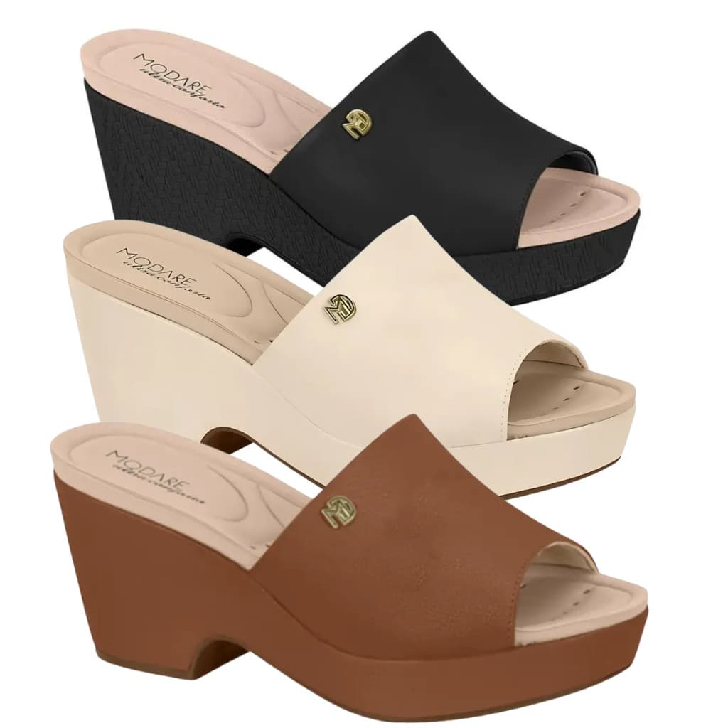 Sandália Flatform Modare Feminina Creme Salto Plataforma Confortável Tamanco Casual