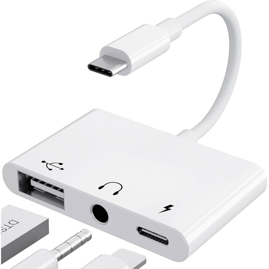 Adaptador USB C para USB 3 em 1, Adaptador USB C para Áudio de 3,5 mm para iPad
