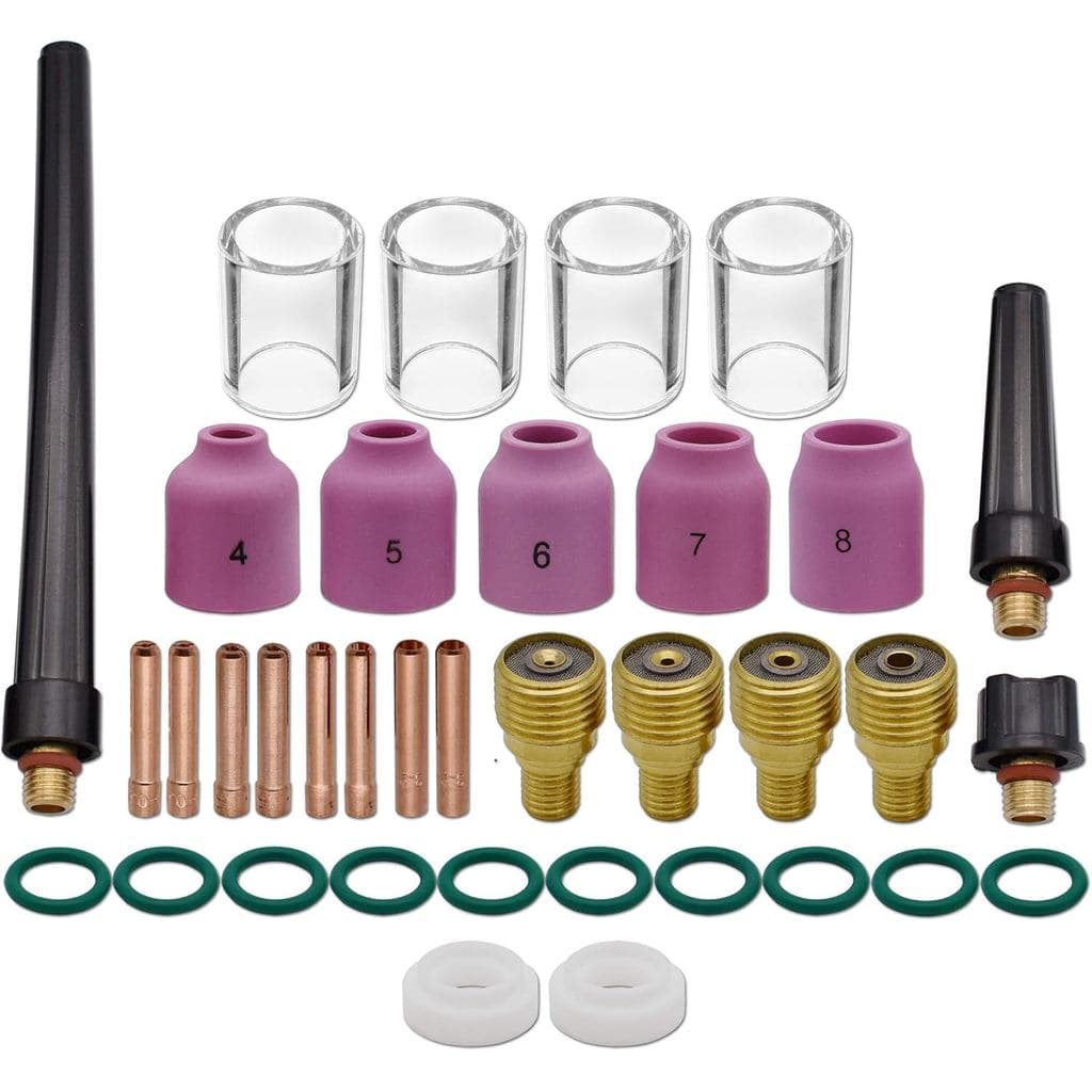 36 peças de Corpo de Pinça para Lente de Gás TIG # Kit de 10 Bicos de Alumina para TIG para Tocha de Soldagem PTA DB SR
