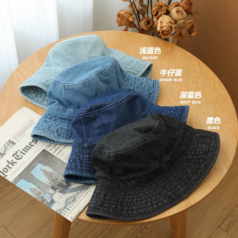 Coreano coreano Cowboy balde chapéu masculino aba grande mostrando rosto menina vazio capa superior lavatório chapéu ver