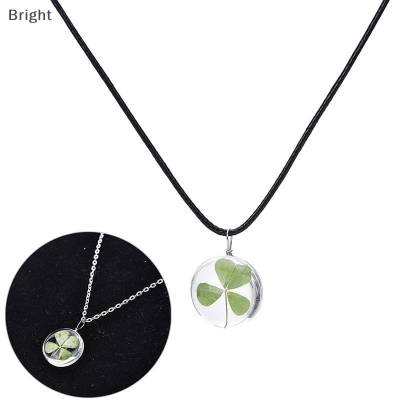 Pingente Redondo De Trevo De Quatro Folhas Verde Real Luy Shamro Nelace Friends Gift ,