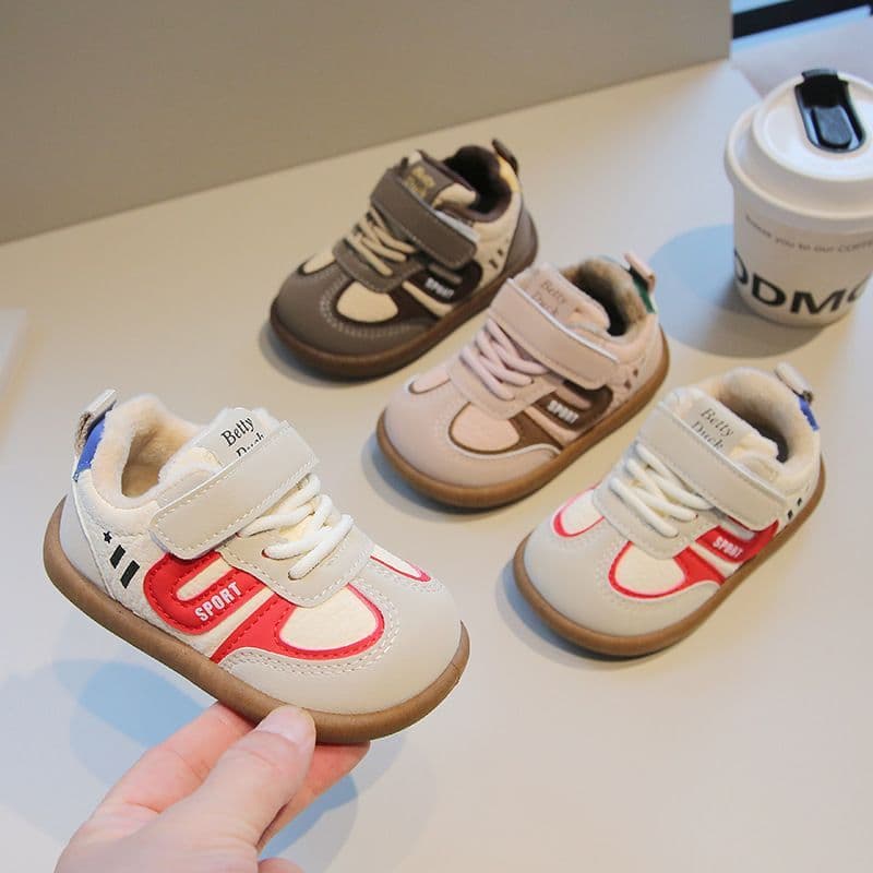 W forro de inverno engrossado dois algodão sapatos de bebê da criança meninos meninas sapatos da criança tênis sapatos c