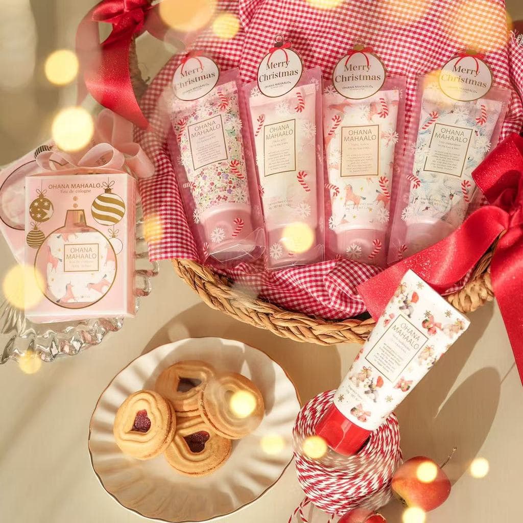 [Estoque pronto] Japão ohana mahaalo 2025 Conjunto de creme para as mãos com fragrância de Natal Conjunto de Perfume lim