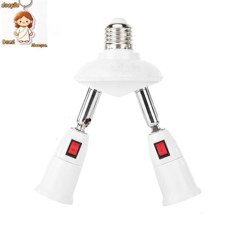 360 Graus Ajustável-Adaptador De Soquete Divisor E27 2 Em 1 . De Lâmpada LED Padrão E27