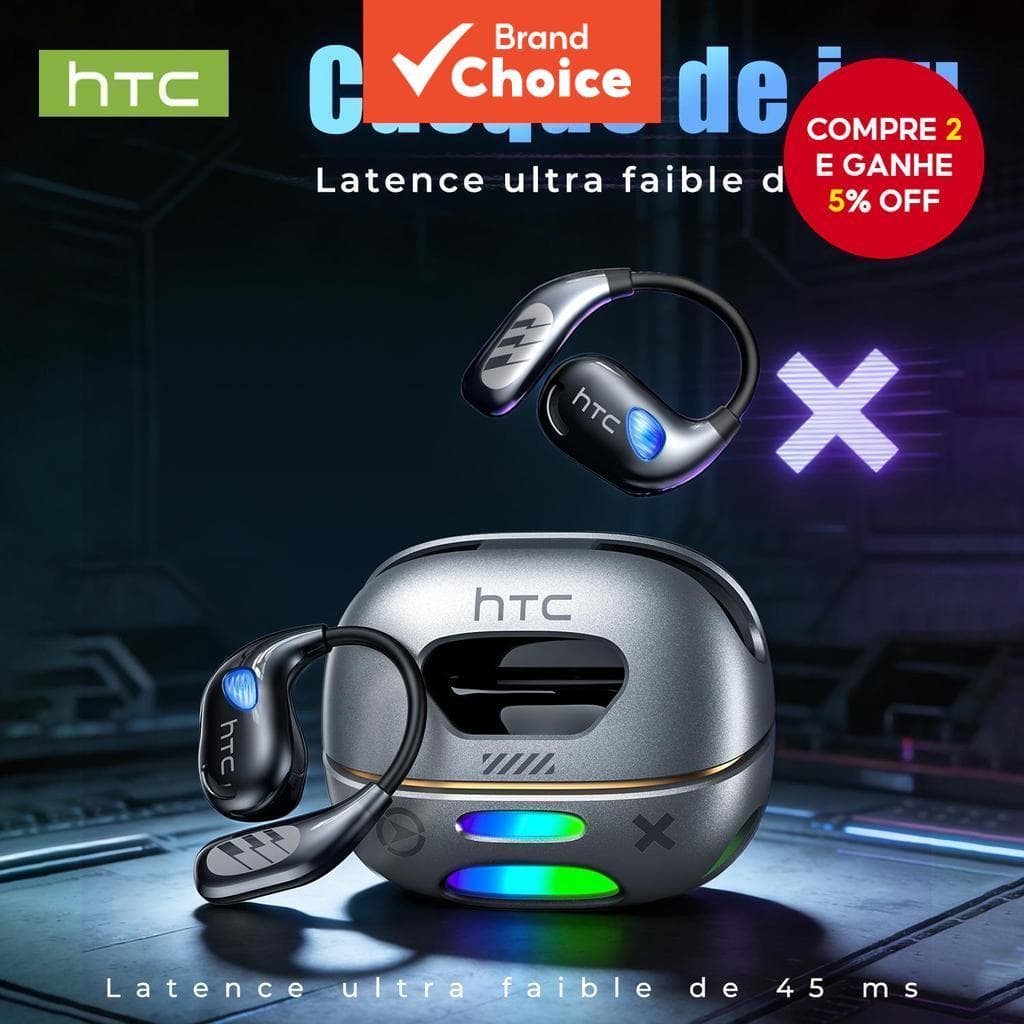 HTC NE69 Fones De Ouvido AI Tradutor Sem Fio Bluetooth RGB Light Display LED 134 Idiomas À Prova D'água HD Chamadas Com