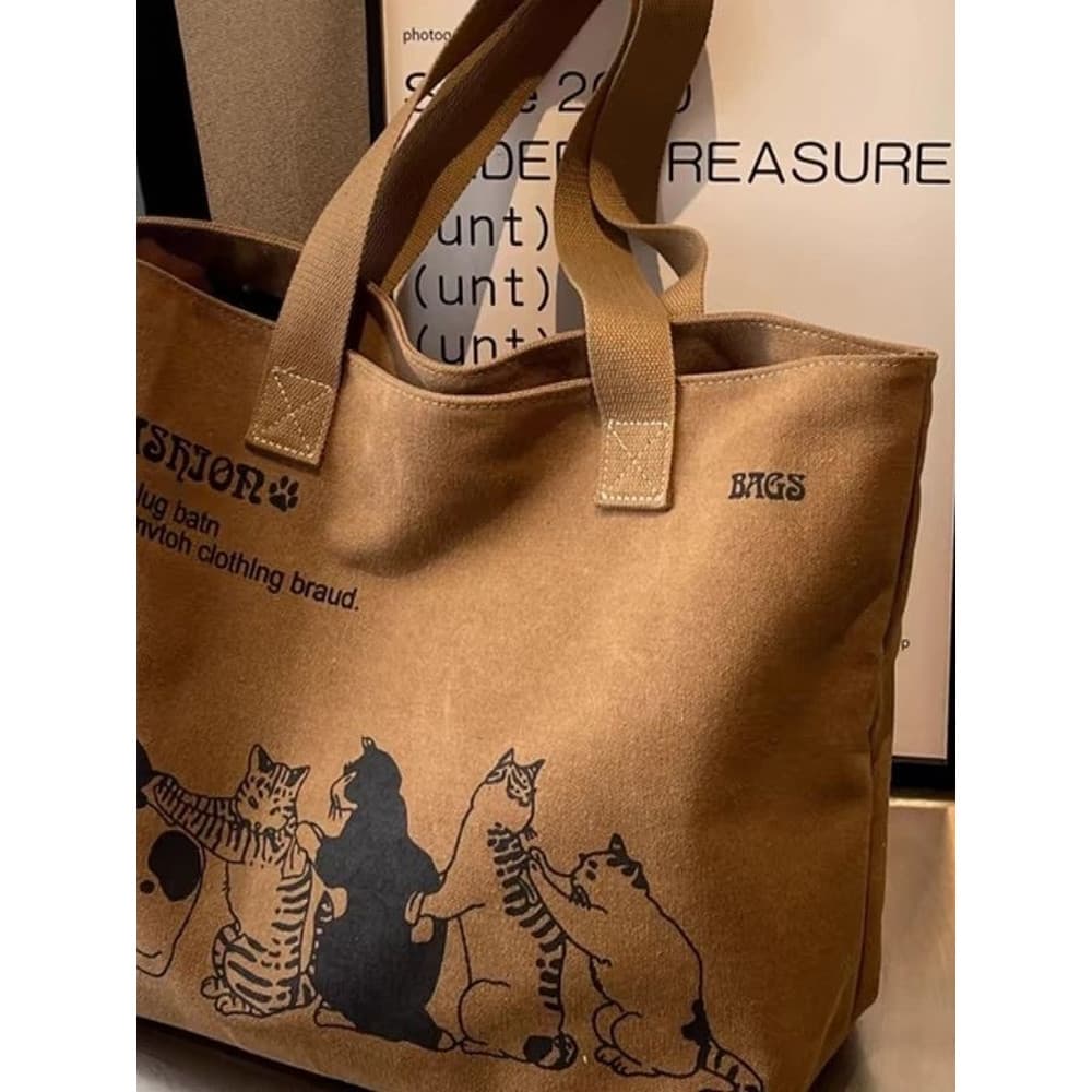 Primavera verão bolsa de lona de grande capacidade feminina 2025 novo estilo moda sacola de um ombro estudante japonês c