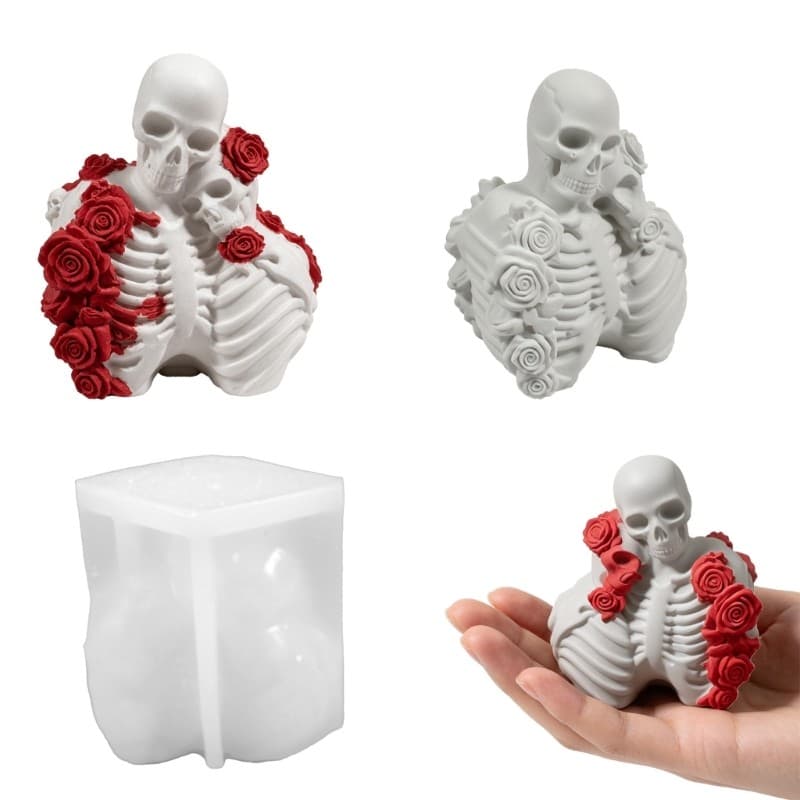 Molde Casal Esqueleto blg Para Mesa Halloween, Fundição