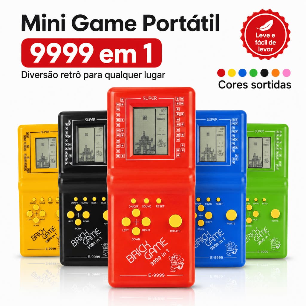 Mini Game Portátil Brick Game 9999 em 1 Retrô Tetris