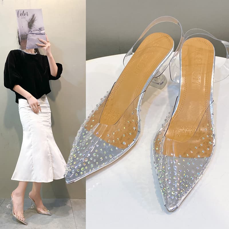 Prata Baotou sandálias de salto alto feminino verão sapatos de fadas francesas 2024 novo estilo combinando saia temperam