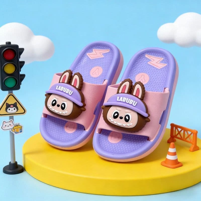 Labubu chinelos infantis meninas novo estilo meninos verão dos desenhos animados casa crianças banheiro antiderrapante s