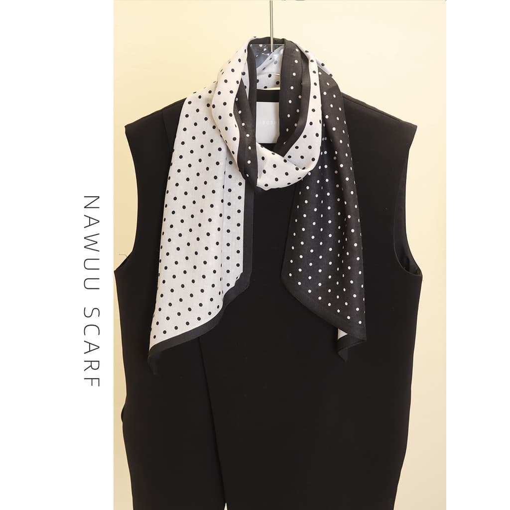 Polka Dot dupla face impresso lenço de seda feminino longo tira cachecol primavera outono novo estilo xale cachecol Cl