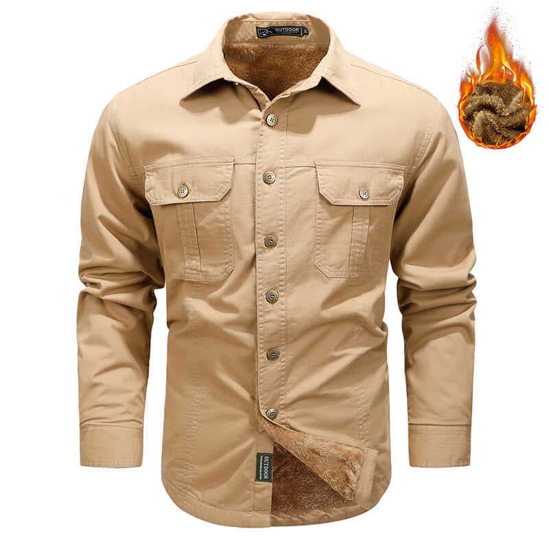 Outono inverno novo estilo forro de lã camisa de manga comprida masculina puro algodão Workwear Casual solto tamanho gra
