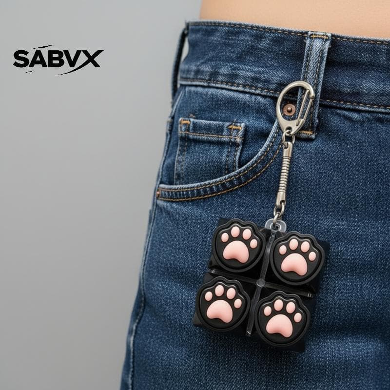 SABVX 9 Teclas Teclado Silencioso Chaveiro Pata De Gato Alívio Do Estresse Keycap Brinquedo Divertido Presente Para Escr