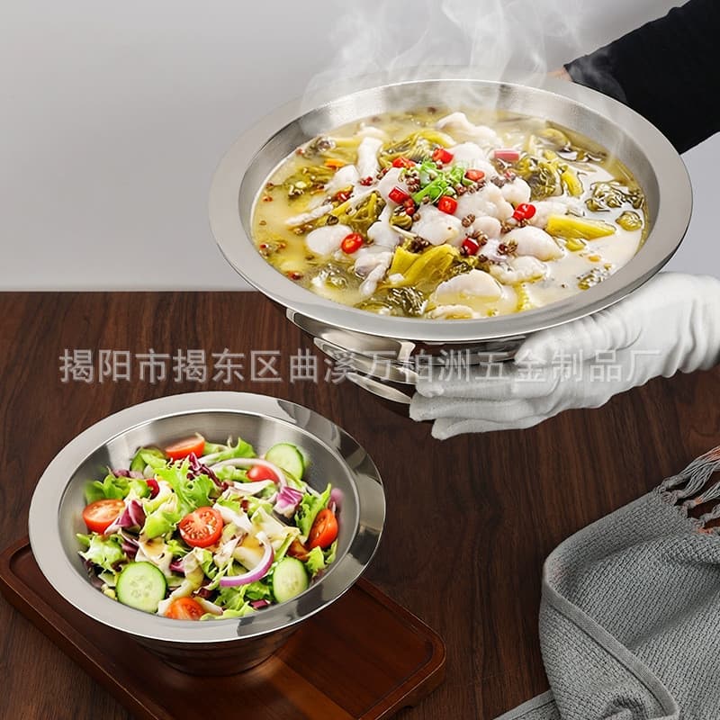 Tigela grande de Ramen de aço inoxidável, espessada, isolamento térmico, rosca, tigela masculina grande, Hotel, restaura