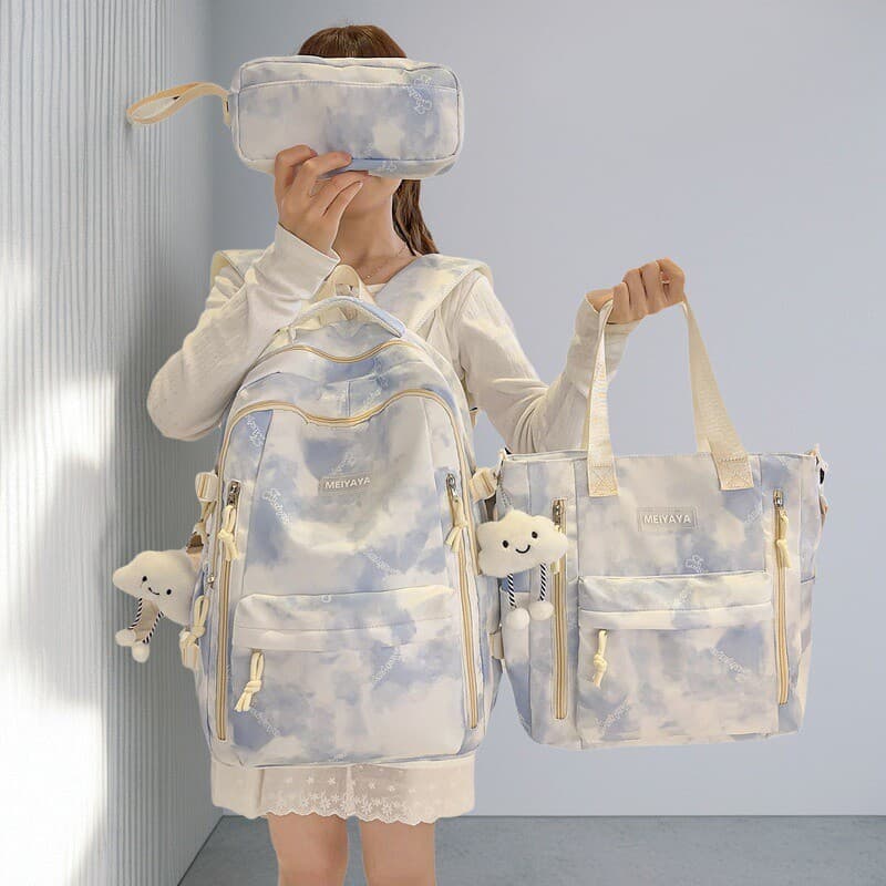 Mochila escolar para meninas do ensino médio, Tie-Dye, grande capacidade, alto valor, mochila escolar, versão coreana, P