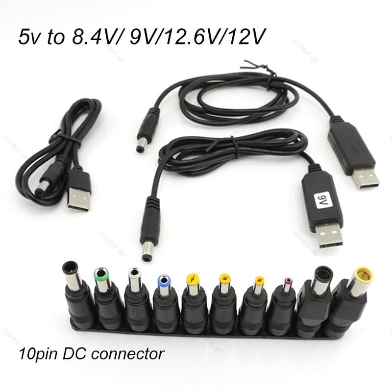 Linha De Impulso USB dc 5V A 9V 8.4V 12V 12.6v Módulo Step UP 10 Macho power jack plug Conversor BR16B