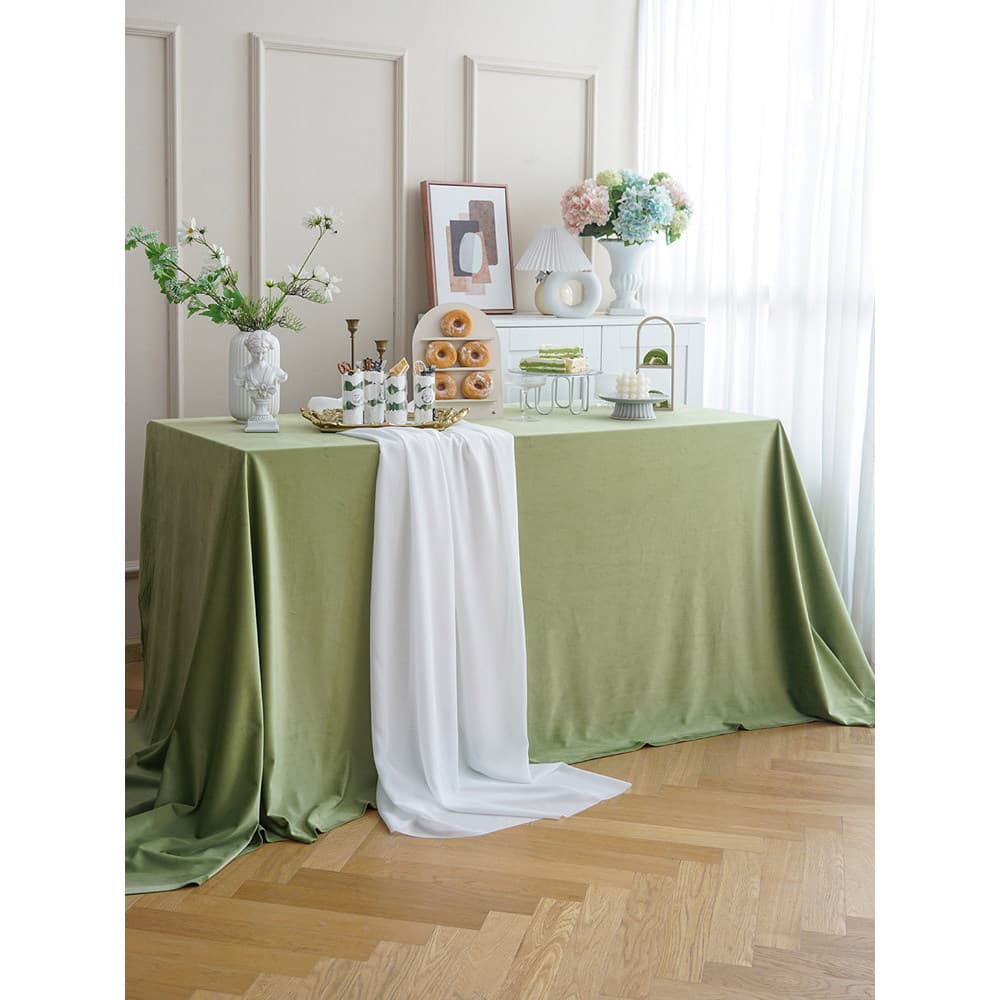 Toalha de mesa decoração de aniversário ins Fengsen série cor sólida sobremesa mesa Matcha chá verde Break toalha de mes