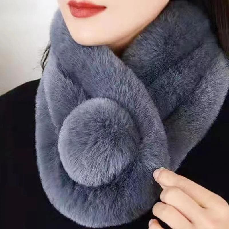 Novo Cachecol De Pele De Coelho Feminino Inverno Quente Macio Peludo Cachecóis Casual Senhora Ao Ar Livre Pescoço Mais C