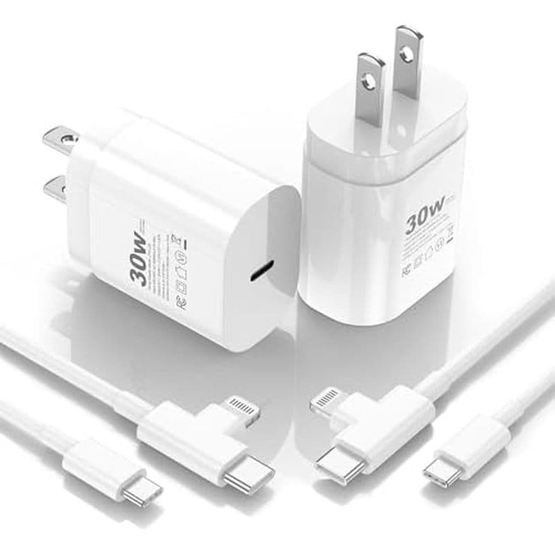 Bloco De Carregamento Rápido Do Carregador 30W iPhone 17/16/15/14/13/12 Com 6 Pés De Comprimento C A Type & amp ; Cabo L
