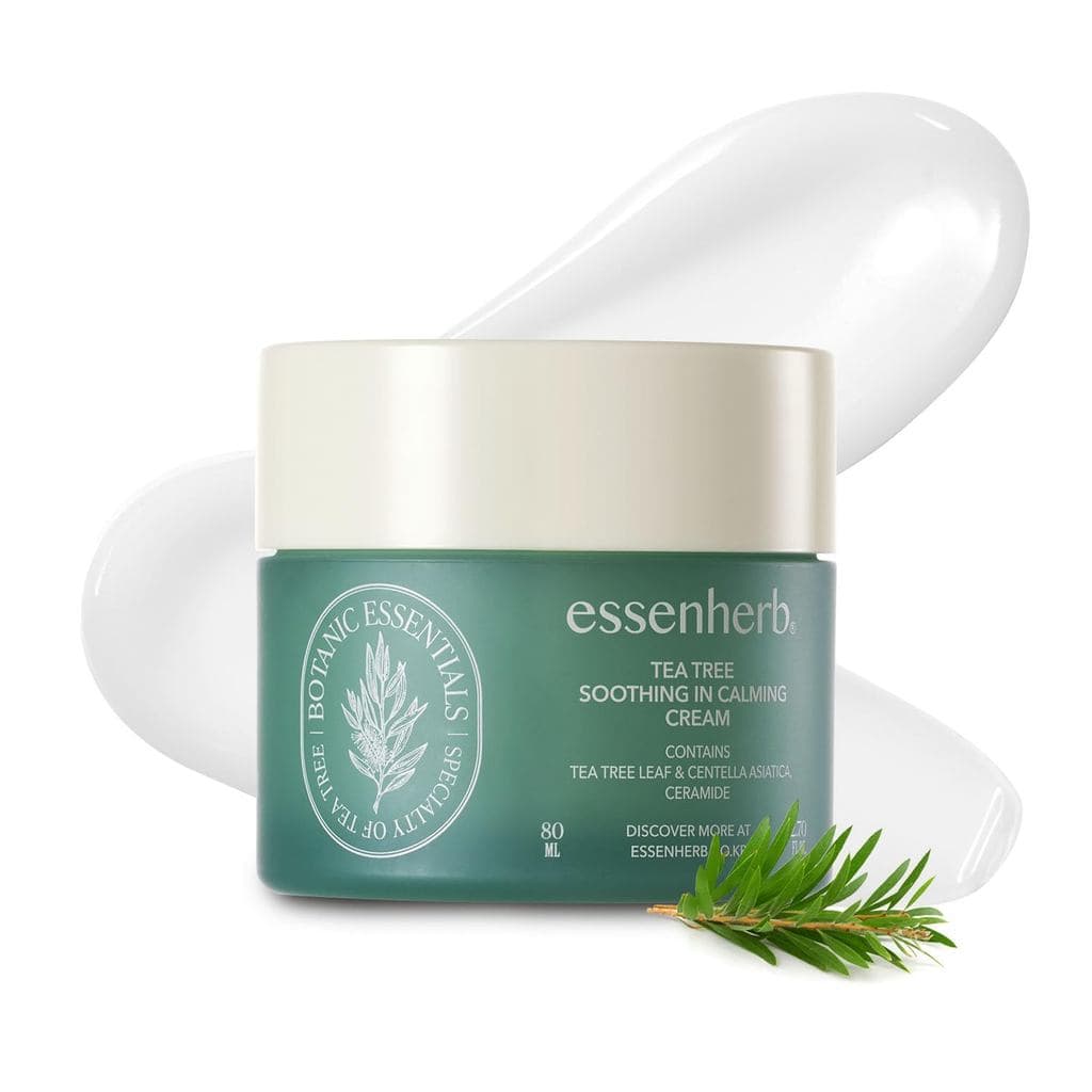 Creme Calmante de Tea Tree para Pele Sensível e com Tendência à Acne |   Cuidado Calmante e para Imperfeições com Cica,