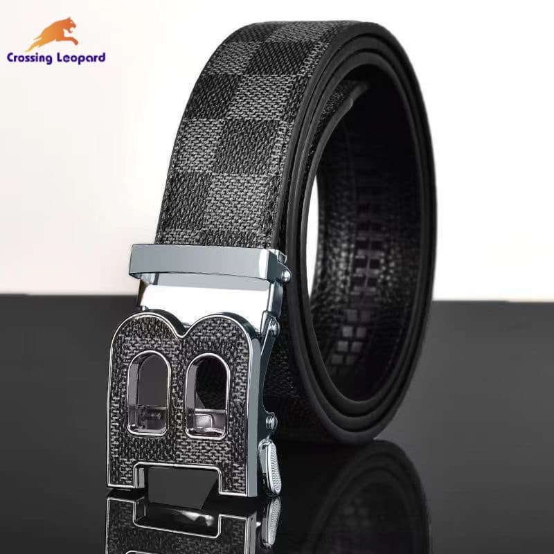 Cinto masculino novo estilo fivela automática negócios moda na moda cinto juventude All-Match carta fivela xadrez calças