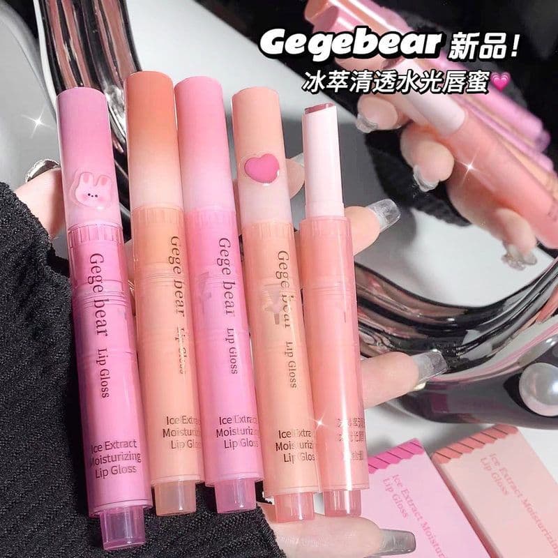 Bear Hold Maquiagem Permeável Gege Batom Hidratante Hidratante Feminino Copo de Mergulho Luz Brilho Labial Renderização