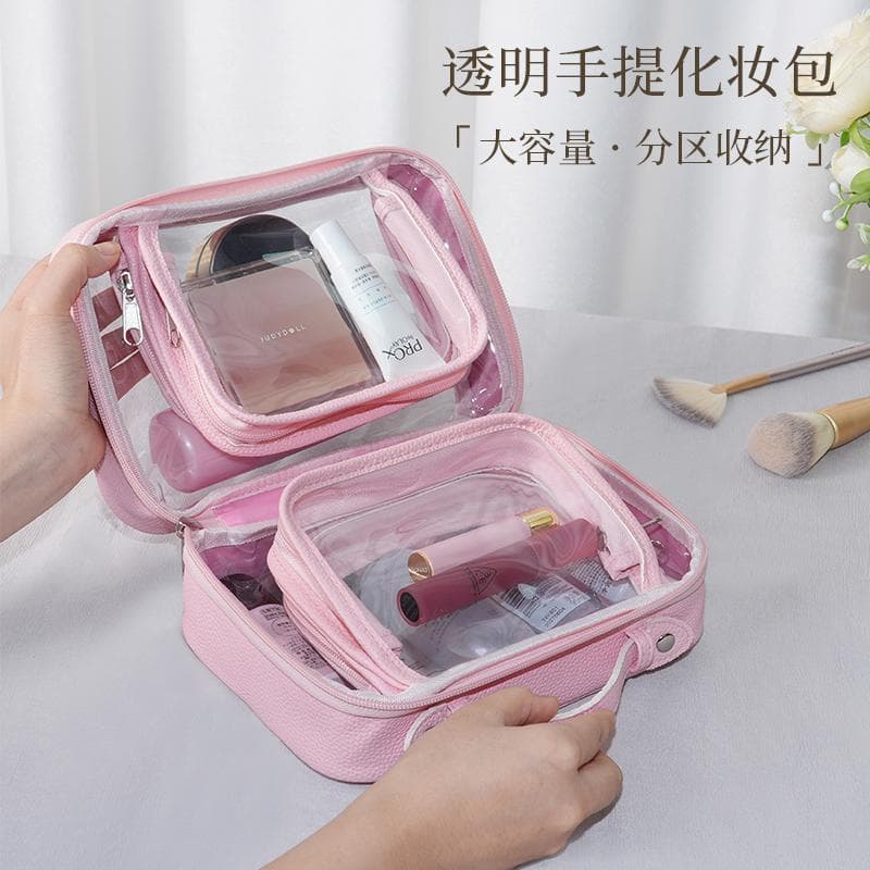Saco cosmético feminino portátil de grande capacidade portátil cuidados com a pele saco de armazenamento de cosméticos H