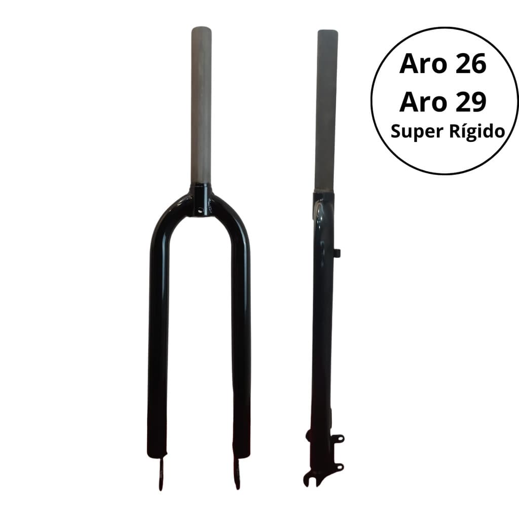 Garfo Rígido Aro 26 29 Over Ahed Set Sem Rosca Aço Freio a Disco Preto Brilhante INMETRO Grau MOOVE