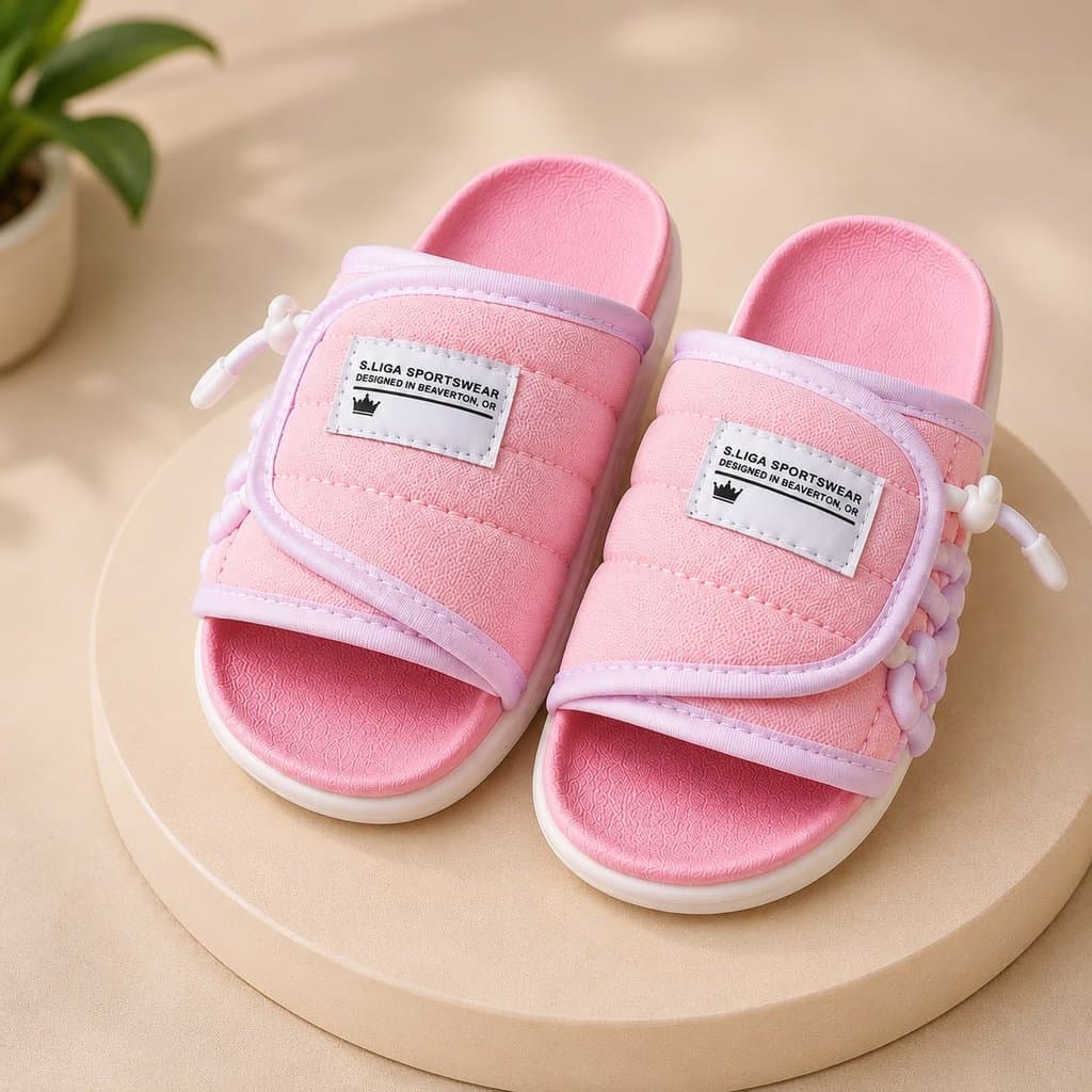 Chinelo Infantil Menina Sandália Slide Rosa Asuna Super Macio e Confortável Não Aperta os Pés Ideal Para Escola