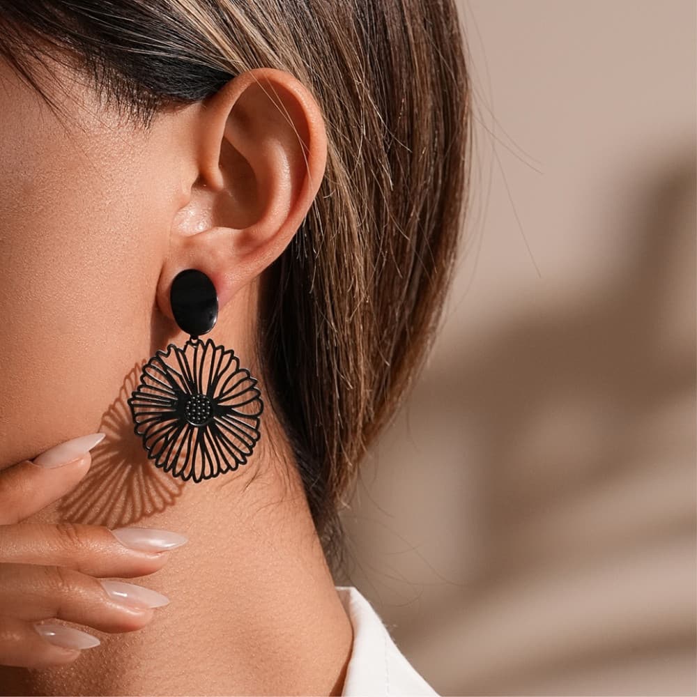 brincos de pressão para mulheres, brincos antialérgicos, pendientes pretos e dourados para meninas fofas