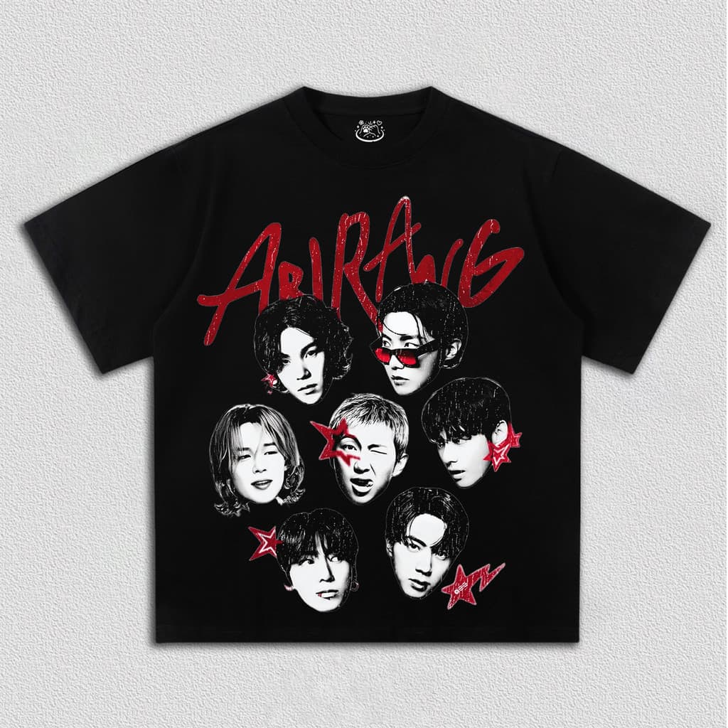 Camiseta Masculina Feminina Abirangs Grupo Kpop Montagem Rostros Estrelas Vintage Oversized Unissex Algodão Premium