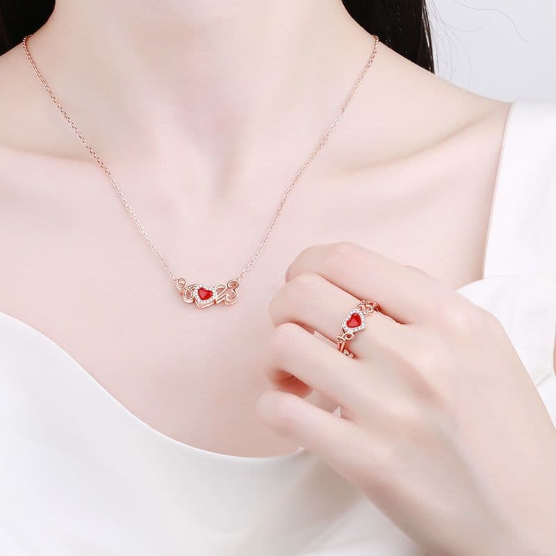 Pingente Único Love 8023, Colar de Presente para o Dia dos Namorados, Corrente de Clavícula em Ouro Rosê 925 Prata, Amor