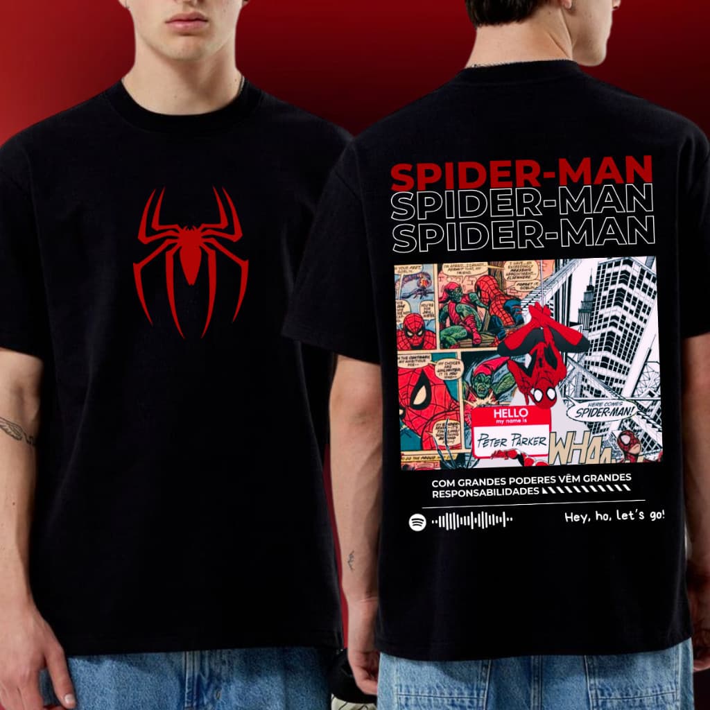 Camiseta Vintage Masculina Premium Camiseta Masculina Em Algodão Premium Aranha Spider Peter Casal Envio Iimediato!!