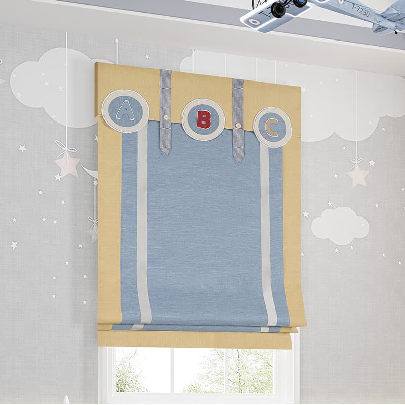 Menino cortina quarto das crianças dos desenhos animados carta adesivo cortina cabeça romana cor sólida elevador cortina