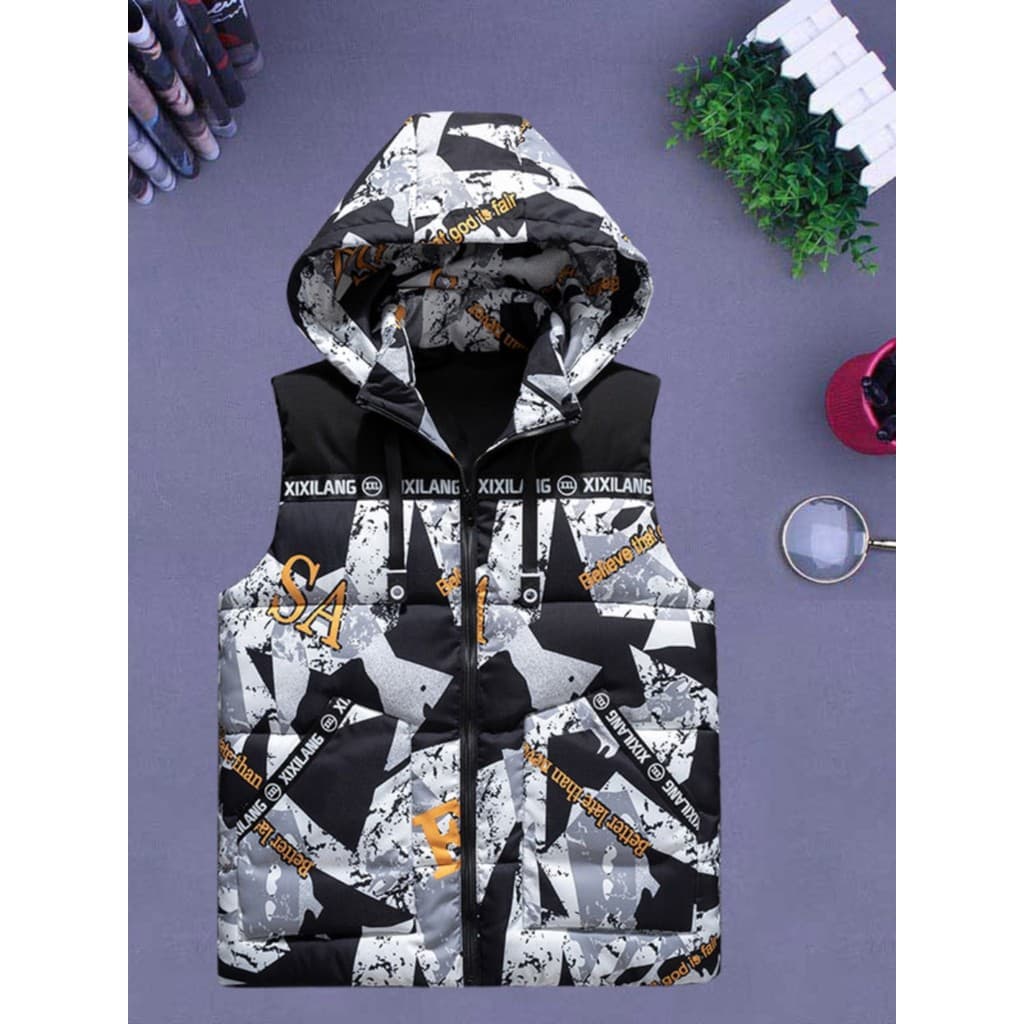 Colete de algodão masculino de tamanho grande, roupa externa, outono inverno, colete engrossado, bonito, camuflagem, jaq