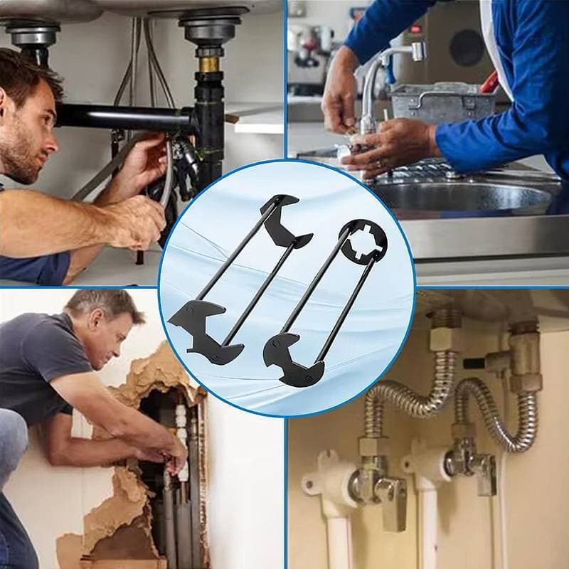 [RE] 2 Peças De Reparo De Pia Multifuncional De Aço Carbono Chave Instalador De Torneira Para Banheiro Cozinha R