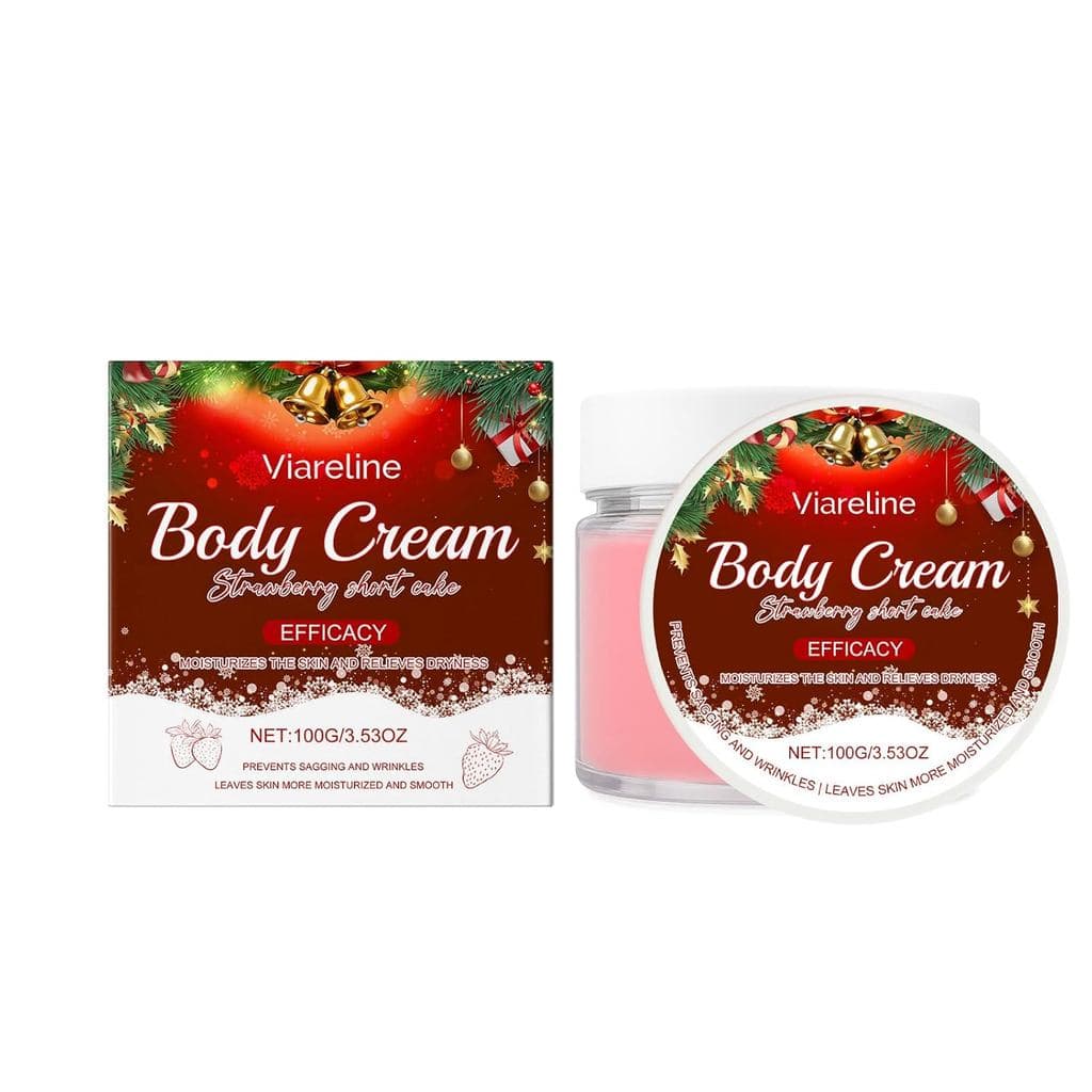 Creme Corporal de Morango com Glicerina, Niacinamida e Hialuronato de Sódio, Firma, Suaviza e Hidrata a Pele, 3,53 oz