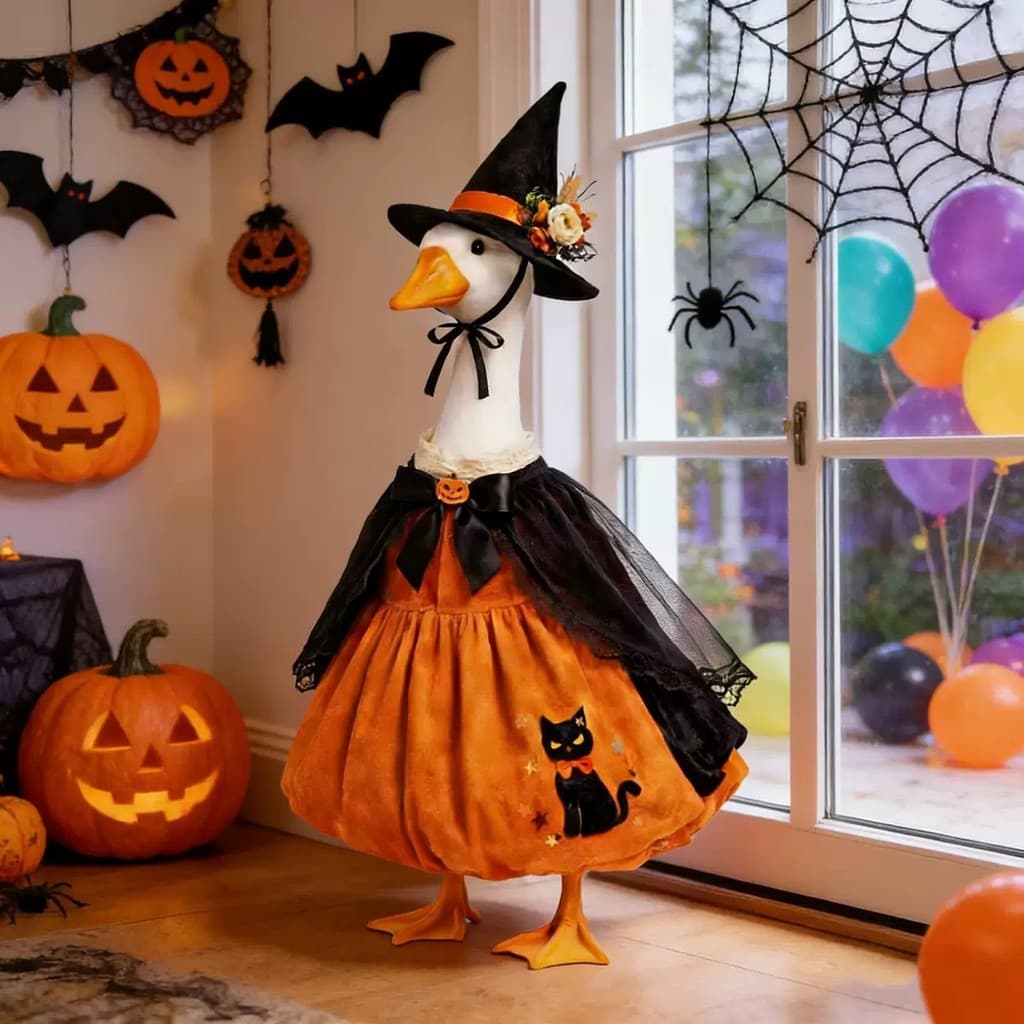 Fantasia de ganso de Halloween para varanda ou jardim, fantasia de ganso com design de abóbora fantasma/decoração artíst