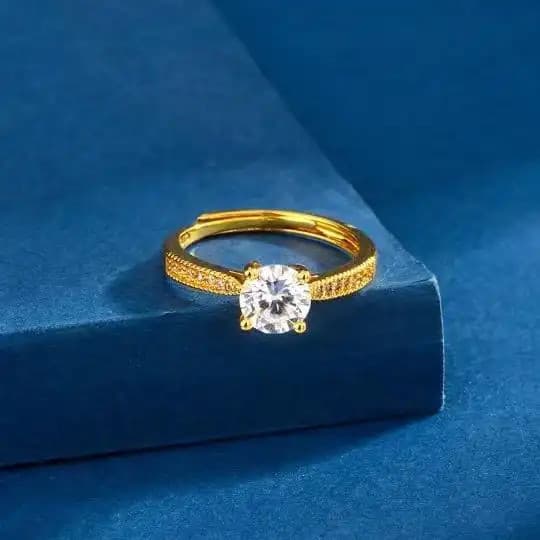 Anel De Ouro De Quatro Garras , design De Gota De Orvalho Branco , Tamanho Ajustável , Novidade .