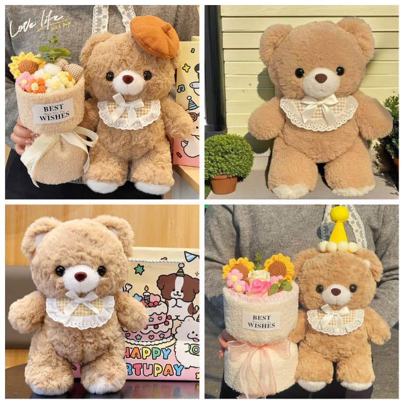 Boneca De Pelúcia De Urso Fofo Travesseiro Animal Macio Brinquedo Surpresa Aniversário